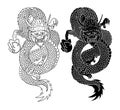Japanese red dragon tattoo.Dragon on red background for Chinese New Year. Royalty Free Stock Photo