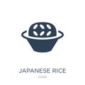 japanese rice ball in a bowl icon in trendy design style. japanese rice ball in a bowl icon isolated on white background. japanese Royalty Free Stock Photo