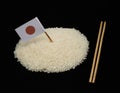 Japanese rice and japan flag on black background Royalty Free Stock Photo