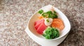 Japanese rice with mix sashimi don in a white bowl Royalty Free Stock Photo