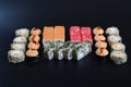 Japanese rice rolls with fish and ginger Royalty Free Stock Photo