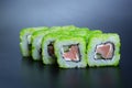 Japanese rice rolls with fish and ginger Royalty Free Stock Photo