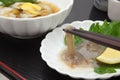 Japanese rice wine `Sake` and salted Sea Cucumber Guts Royalty Free Stock Photo