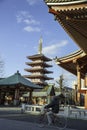 Japanese riding bicycle in the temple Tokyo