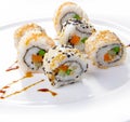 Japanese rolls set , Delicious sushi rolls served Royalty Free Stock Photo