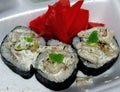 Japanese rolls with squid and ginger