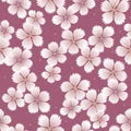 Japanese Romantic Cherry Blossom Fall Vector Seamless Pattern