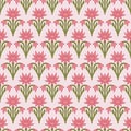 Japanese Romantic Flower Motif Vector Seamless Pattern