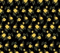 Japanese Romantic Yellow Bouquet Vector Seamless Pattern