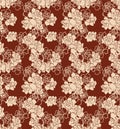 Japanese Rose Bouquet Vector Seamless Pattern