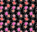 Japanese Rose Flower Seamless Pattern