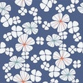 Japanese Round Flower Fall Vector Seamless Pattern