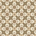 Japanese Round Flower Motif Mosaic Vector Seamless Pattern