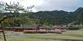 Japanese sacred wooden shrine in Miyajima island Japan