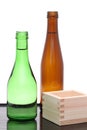 Japanese sake bottle with masu