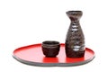 Japanese sake cup and bottle Royalty Free Stock Photo