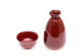 Japanese sake cup and bottle Royalty Free Stock Photo