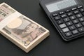 Japanese salary envelope and calculator Royalty Free Stock Photo