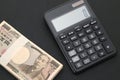 Japanese salary envelope and calculator Royalty Free Stock Photo