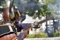 Japanese samurai with fire lock rifle Royalty Free Stock Photo