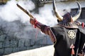 Japanese samurai with fire lock rifle