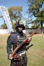 Japanese samurai with fire lock rifle Royalty Free Stock Photo