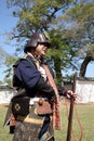 Japanese samurai with fire lock rifle Royalty Free Stock Photo