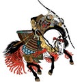 Samurai archer wearing war mask Royalty Free Stock Photo