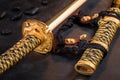 Japanese samurai katana sword and scabbard close up Royalty Free Stock Photo