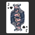 Japanese samurai. Playing card. Warriors with weapons sketch. Men in a fight pose. Hand drawn vintage sketches. Vector