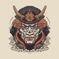 Japanese samurai ronin mask illustration