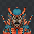 Japanese samurai warrior with katana vector Royalty Free Stock Photo