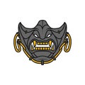 Japanese Samurai Warrior Mask vector illustration