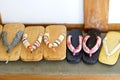 Japanese sandal of wood or shoes called Geta, Traditional Japanese footwear. Royalty Free Stock Photo