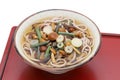 Japanese Sansai soba noodles in a bowl