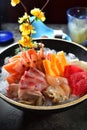 Assorted Japanese sashimi platter Royalty Free Stock Photo