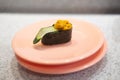 Japanese sea urchin sushi with seaweed