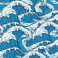 Japanese sea Wave Seamless Pattern Royalty Free Stock Photo