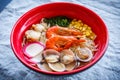 Japanese seafood ramen with soup