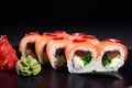 Japanese seafood restaurant menu, sushi rolls Royalty Free Stock Photo