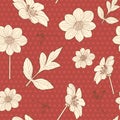 Japanese seamless red floral pattern