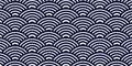 Blue wave pattern background Japanese style. Ocean wavy stripe wallpaper. Vector illustration