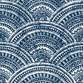 Japanese seigaiha wave pattern. Ethnic print for textiles. Aztec and tribal motifs. Wavy wallpaper drawn by hand. Vector Royalty Free Stock Photo