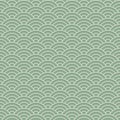 Japanese Seigaiha wave pattern vector in green. Seamless ocean waves circles background.