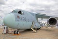 Japanese Self-Defense Force Kawasaki C-2 transport aircraft on the tarmac at the Paris Air Show. France - June 20, 2019