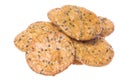 Japanese Sesame Rice Crackers Macro Isolated