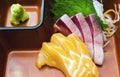 Japanese Shashimi slices and Wasabi