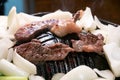 Japanese Sheep meat cuisine `Genghis Khan Jingisukan` local cuisine in Hokkaido. Royalty Free Stock Photo