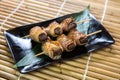 Japanese Shitake Mushroom Kushiyaki, Skewered and Grilled Meat