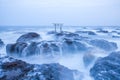 Japanese shrine gate and sea at Oarai city Royalty Free Stock Photo